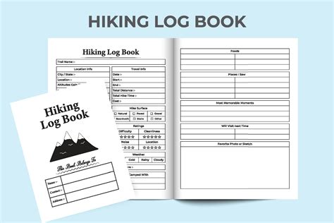 Hiking Log Book Interior Tour And Travel Information Tracker Notebook