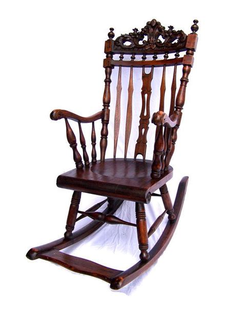 Heartwarming Antique Rocking Chair With Footrest Top Grain Leather
