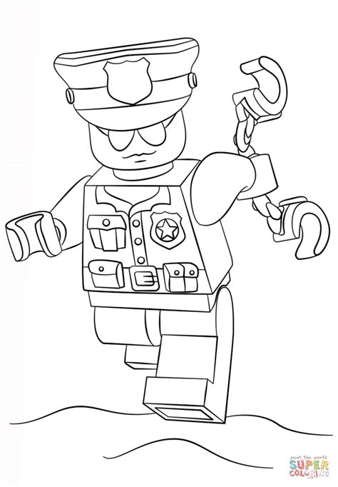 This black and white drawings of police car coloring page lego, printable free. Lego Police Officer coloring page | Free Printable ...