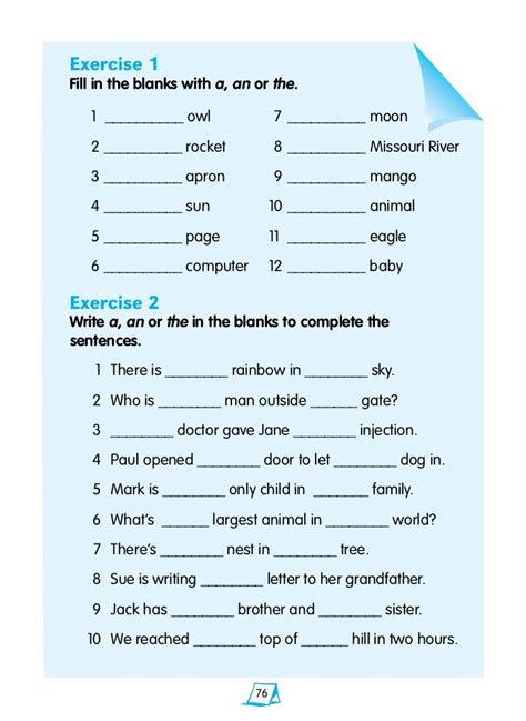Articles Worksheet Level A Basic English Grammar Book English