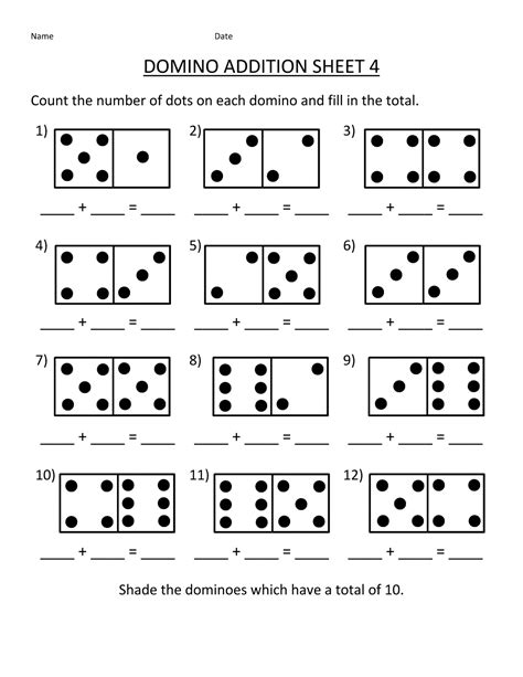 Adding With Dominoes Worksheet