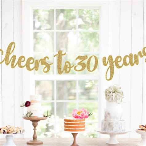 Cheers To 30 Years Banner 30th Birthday 30th Anniversary Etsy