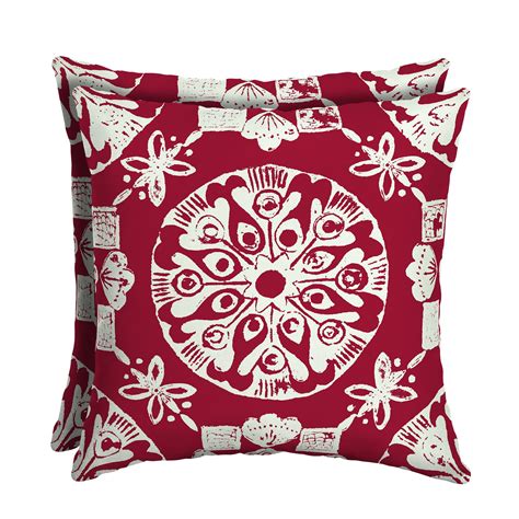 Mainstays Red Print 16 Outdoor Throw Pillow Set Of 2