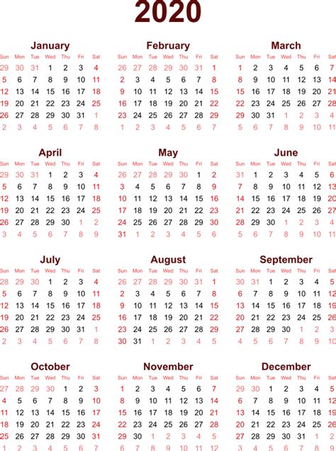 2020 Calendar Png High Quality Image Png All Png All