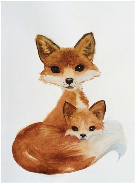 Watercolor Mom And Baby Fox Giclee Art Print This Is A Listing For An
