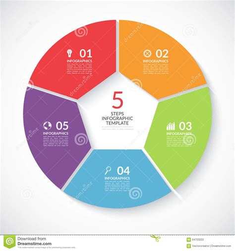 Infographic Circle Banner Vector Template With 5 Steps Parts Options
