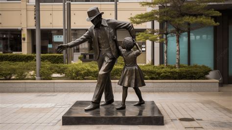 تمثال لرجل وطفل في مكانه تمثال من البرونز لوالد يرقص وطفله المخرج