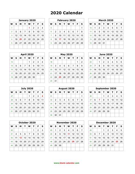 Monthly Calendar Printable 2020 Portrait Monday Start Example