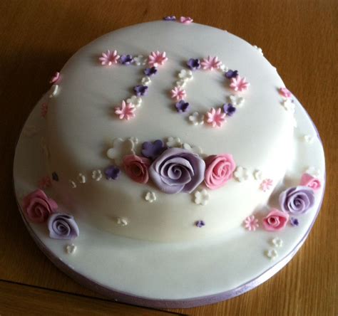70th Birthday Cake With Sugar Roses In Lilacs And Pinks Homemade