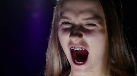 Girl With Braces Is Very Angry Blue Stock Footage Videohive