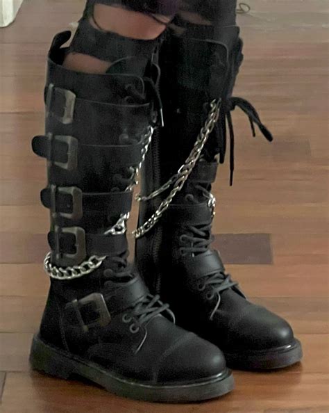 demonia bolt 425 knee high boots black vegan leather demonia cult