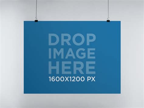 Poster Mockup In Landscape Position Hanging From A Wall On Behance