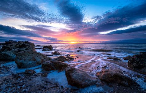 Download Sunset Sky Sea Nature Seashore 4k Ultra Hd Wallpaper