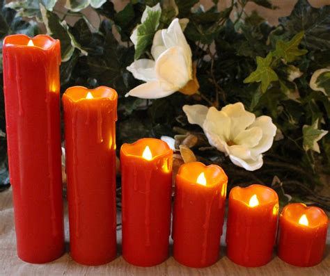 Timer Flameless Candles Slim Set Of 6 2 Wide And 2 9 Tall Red