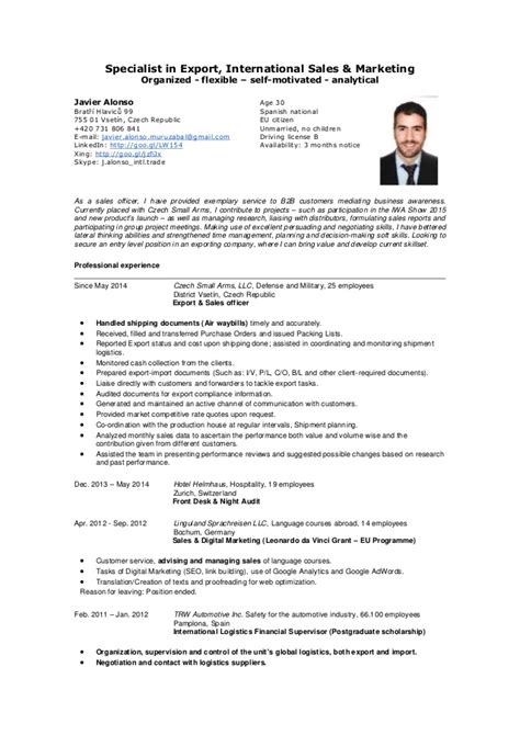 Instantly download export specialist resume template, sample & example in microsoft word (doc), apple (mac) pages format. Example Resume: Objective Curriculum Vitae Exemple
