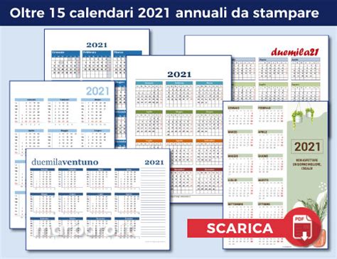 Calendari 2021 In Pdf Da Stampare Con Le Festività Italiane