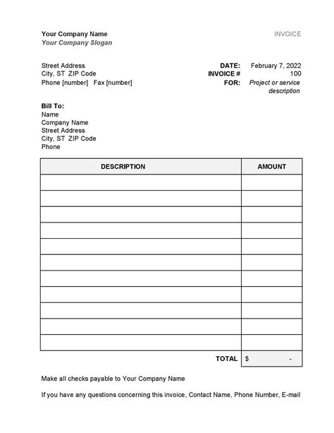 Excel Invoice Template Editable Invoice Receipt Template Etsy