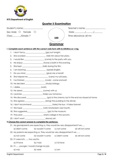 Grade 7 English Worksheets Pdf - sdstringteachers.org