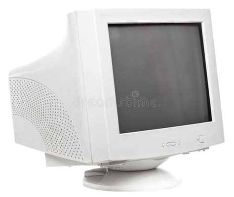 Old Crt Computer Monitor Isolated On White Stock Image Image Of