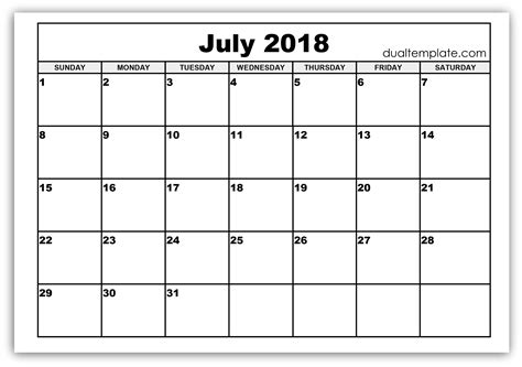 July Calendar Printable Template Blank July 2018 Calendar 25 Best