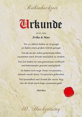 Einladungen zum geburtstag für jedes alter einladungen zum 18. Rubinhochzeit Urkunde personalisiert Geschenk Karte zum 40 ...