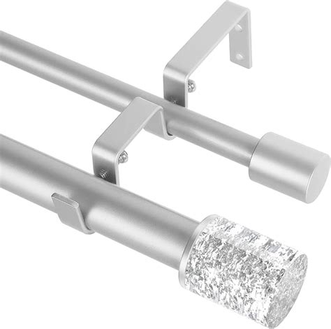 Silver Double Curtain Rods For Windows 36 To 72 Inch3 6ft
