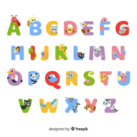 Set Of Cute Animal Letters Vector Free Download