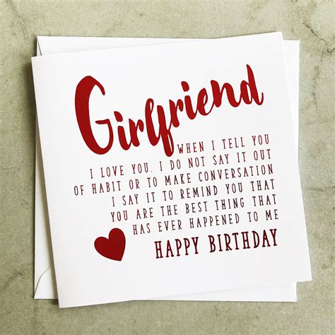 Personalised Romantic Girlfriend Birthday Card Romantic Birthday Card For Girlfriend Cute
