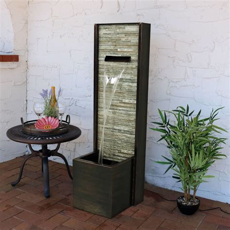 Water features can bring a relaxing atmosphere to any space and are also known for their ability to increase air quality and humidity and decrease noise pollution by drowning out noise with the sound of running water. Sunnydaze Decor Cascading Ledgestone Slate and Metal ...
