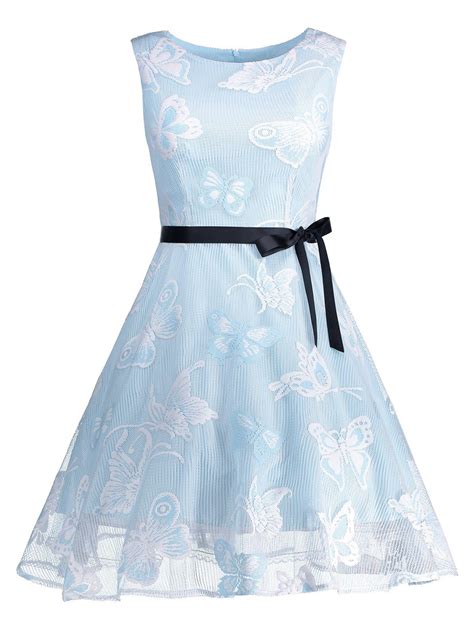 41 Off Butterfly Graphic Belted Short Formal Dress Rosegal