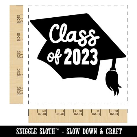 Class Of 2023 Written On Graduation Cap Square Rubber Stamp Etsy