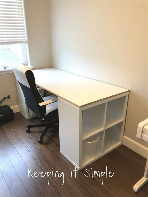 When we first moved into this home, two and a half years ago, i remember thinking, what are we going to do with this random space beside the stairs? Ikea Hack- DIY Computer Desk with Kallax Shelves • Keeping ...