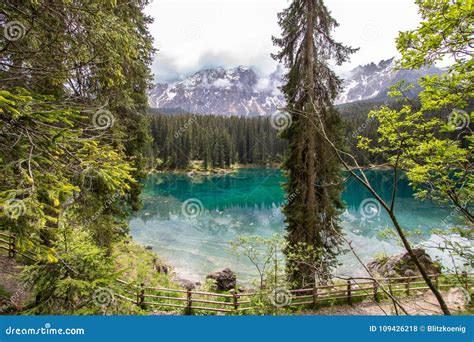 Karersee Lake In The Dolomites In South Tyrol Italy Stock Photo
