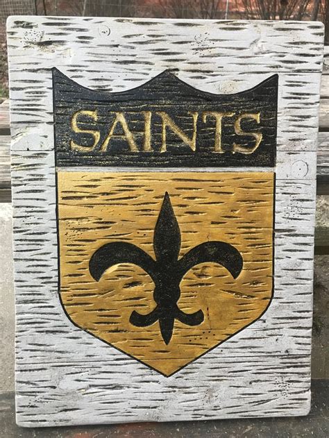 Carved Pine New Orleans Saints Sign Painted Signs Carving Hand Carved