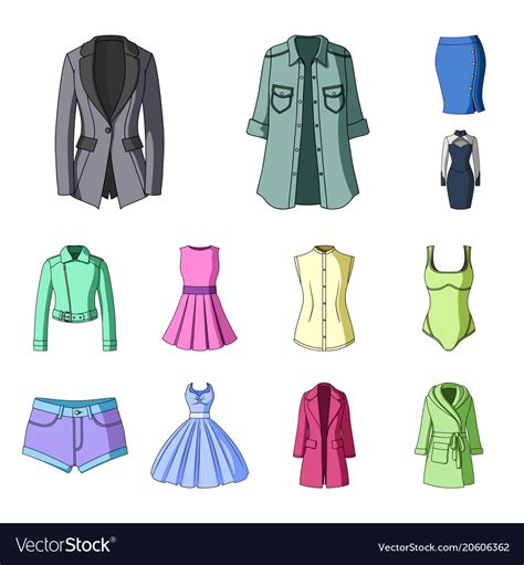 Women Clothing Cartoon Icons In Set Collection Vector Image