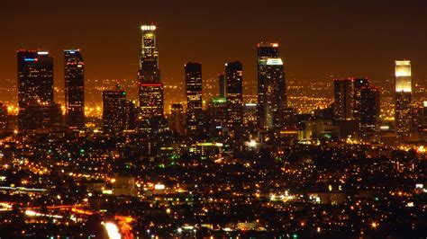 Los Angeles Night Skyline Skysrapers Lights Wallpapers