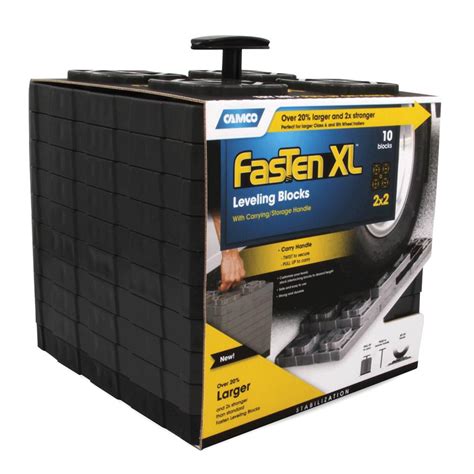 There are lots of different kinds of rv leveling blocks, here are the best reviewed. FasTen XL Leveling Blocks, Set of 10 - Camco 44527 - Chocks & Levelers - Camping World