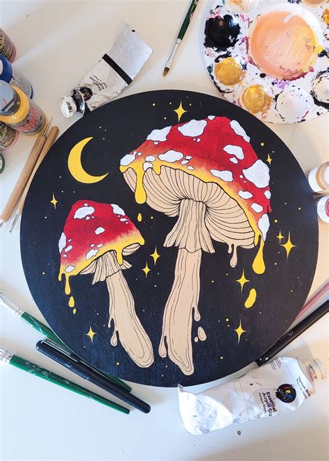 Melting Mushroom Painting Trippy Painting Amanita Mushroom Painting