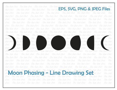 Moon Lunar Phases Digital Clipart Set Cresent Waxing Etsy