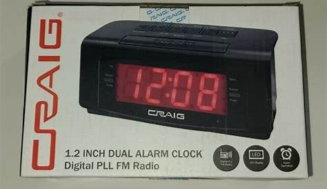 Craig CR45372 Dual Alarm Clock with Digital PLL FM Radio in Black | 1.2