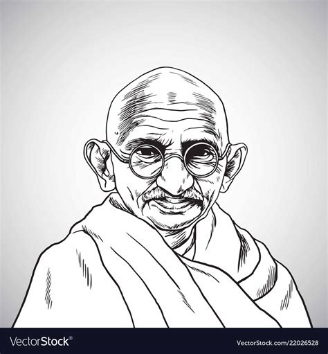 Mahatma Gandhi Portrait Drawing Cartoon Royalty Free Vector