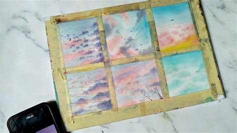 Timelapse Pastel Sky And Clouds Watercolour Painting Melukis Langit