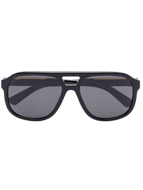 Gucci Eyewear Pilot Frame Logo Plaque Sunglasses Farfetch