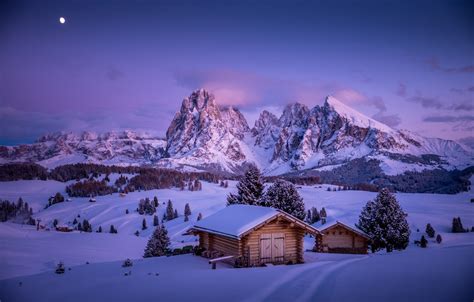 Wallpaper Winter Snow Mountains Valley Village Italy Houses