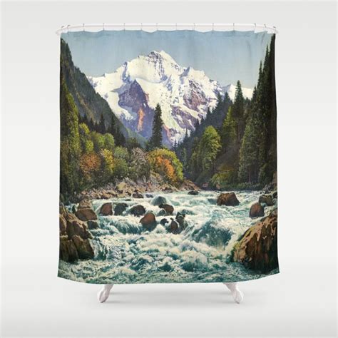 Mountains Forest Rocky River Shower Curtain By Purevintagelove Society6