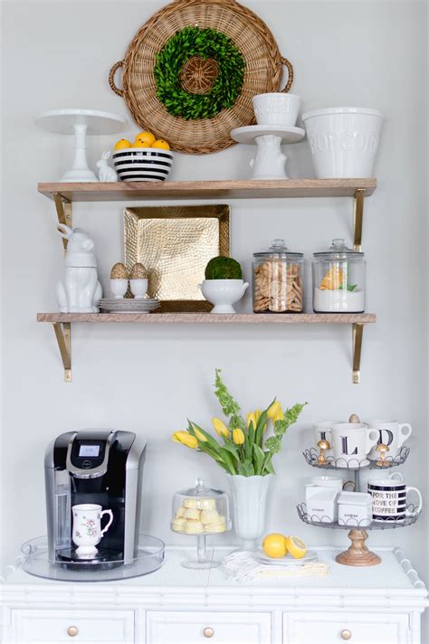 Most home coffee bars are small corners in crowded kitchens. Coffee Bar Decor Updated For Spring - The Home I Create
