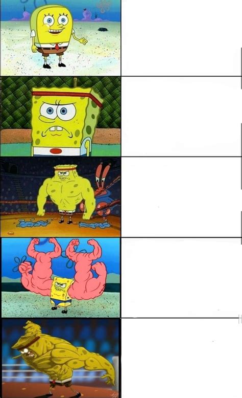 Spongebob Becoming Stronger 5 Panels Blank Template Imgflip