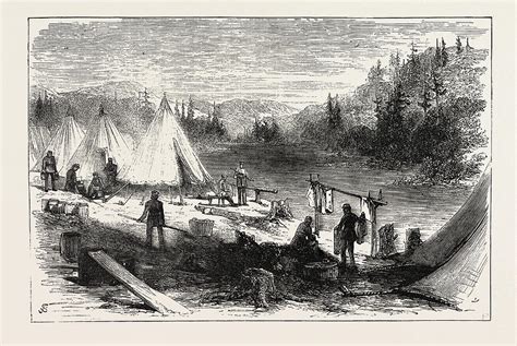 The Red River Expedition Camp Of 60th Rifles Drawing By Canadian School