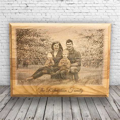 Custom Engraved Photo On Wood Plaque Hints Laser Engraving