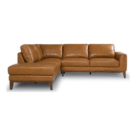 Milton Modern Living Room Top Leather Corner Sectional Sofa In Cognac